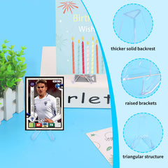 Triangular design provides stable display for cards
