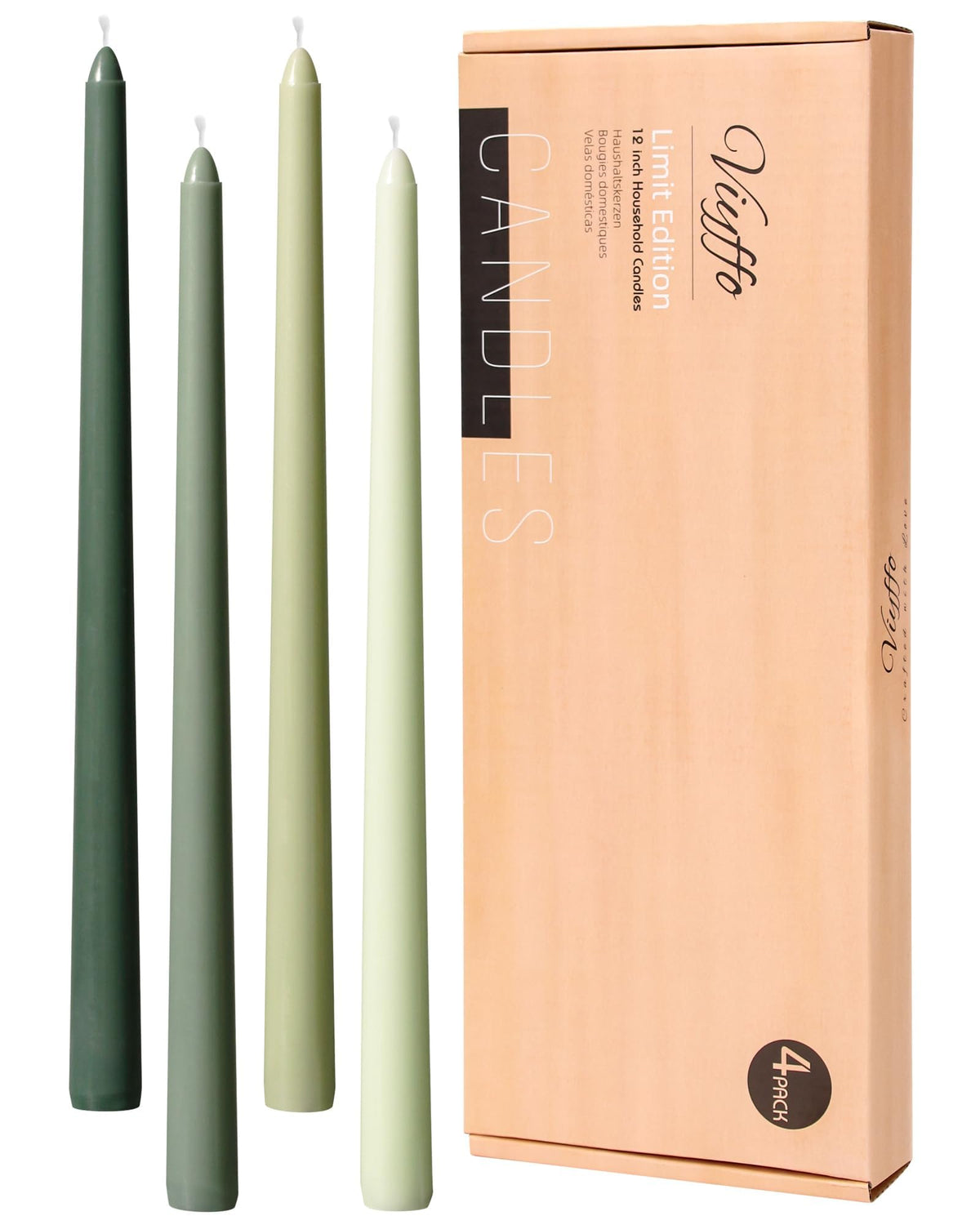 Viyffo 12 Inch Green Taper Candles gradient color selection