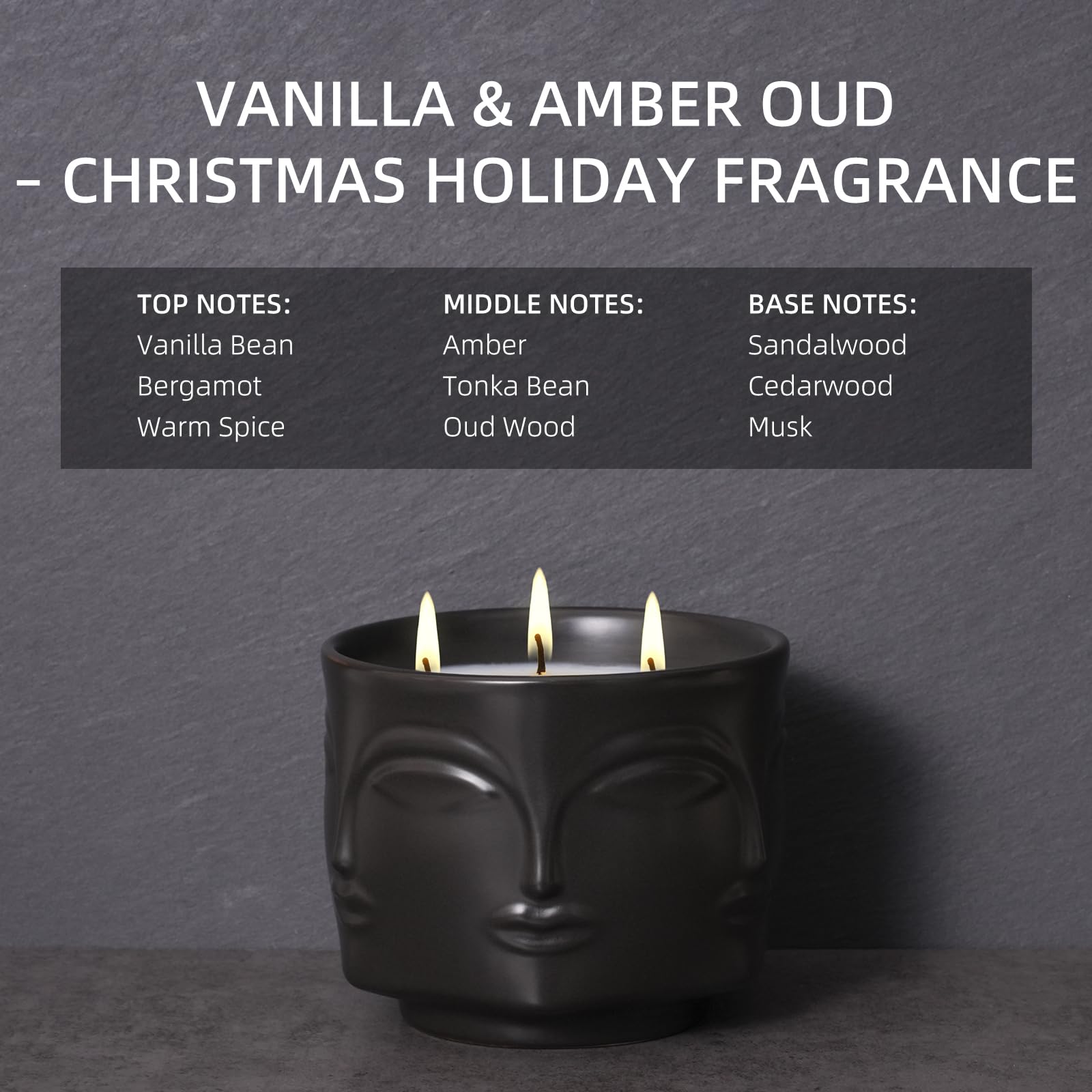 Viyffo embossed face design ceramic candle decor