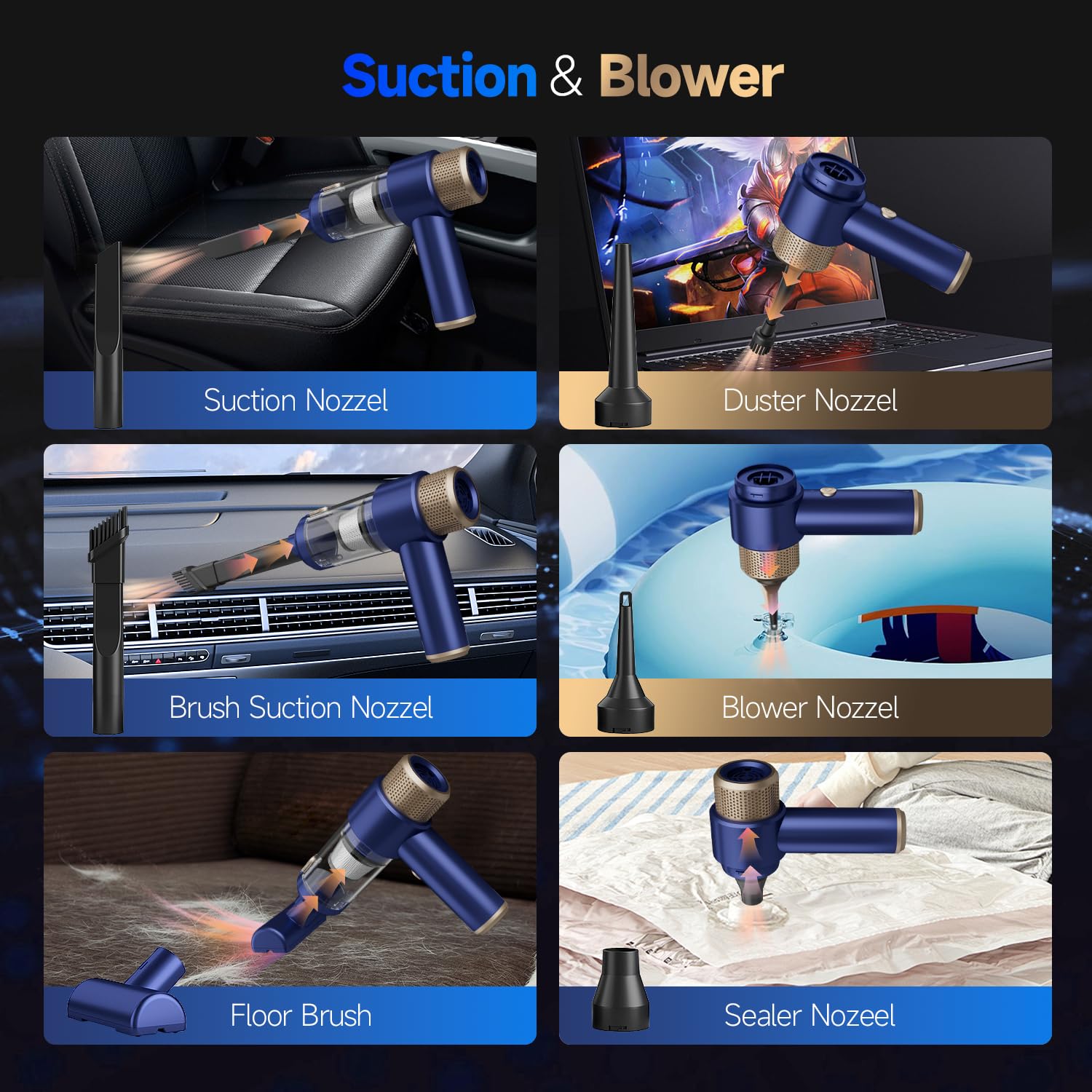 Lightweight handheld vacuum weighing 410g