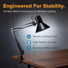 36 inch reach swing arm lamp over workspace