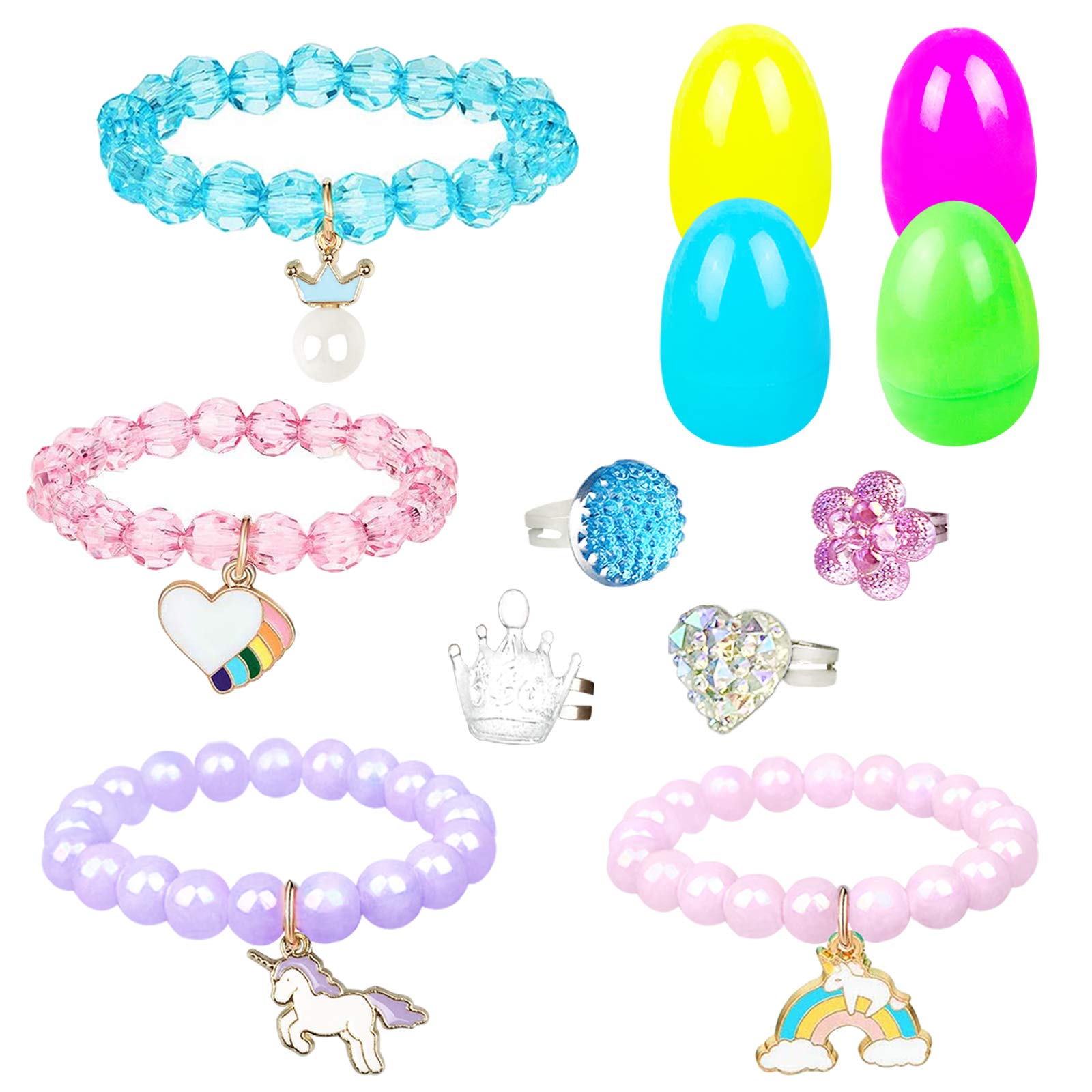 VLUSSO Easter eggs 4 pack with red purple blue pink bracelet colors