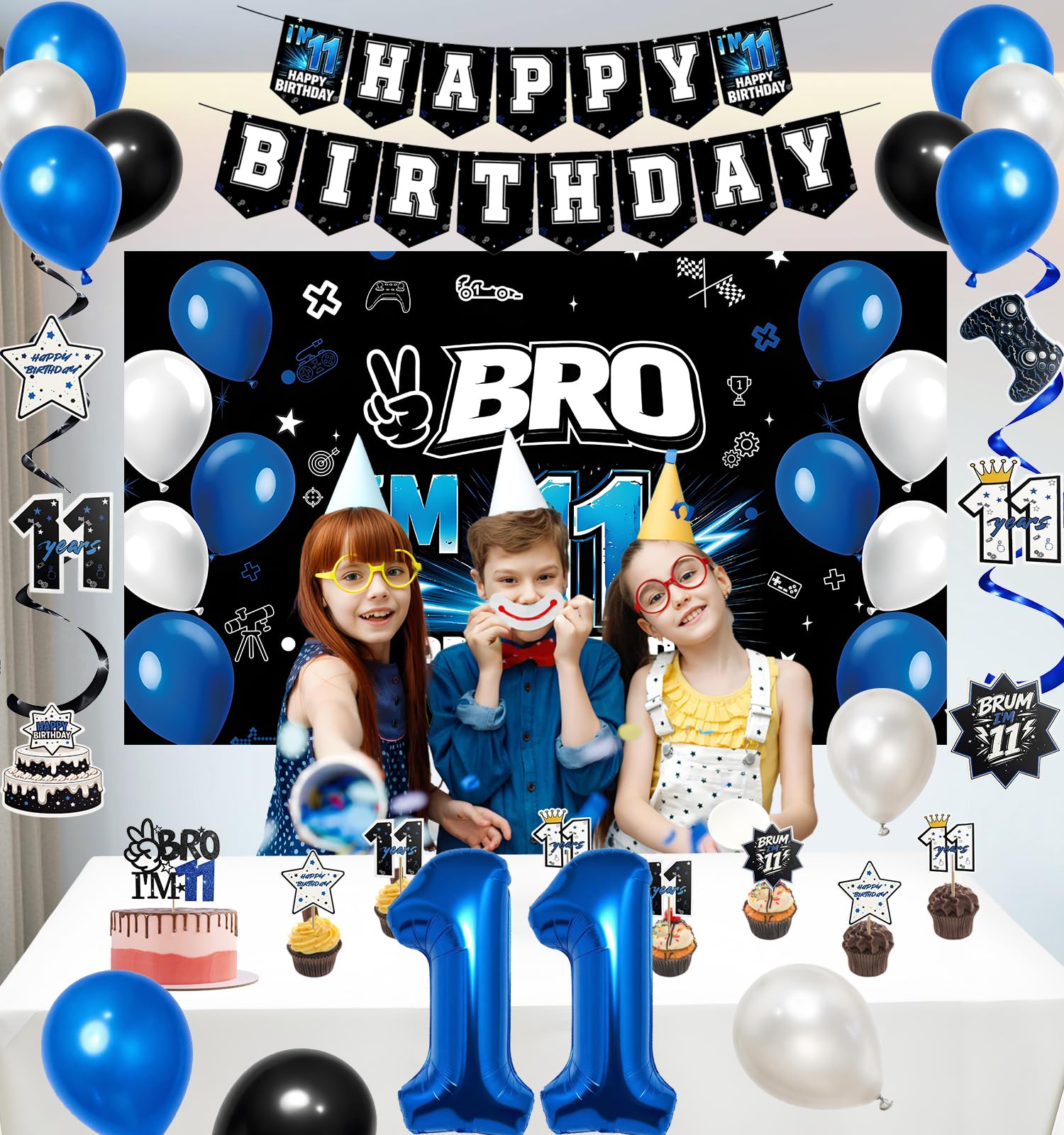 Black blue latex balloons in Vnysh 12-pack set