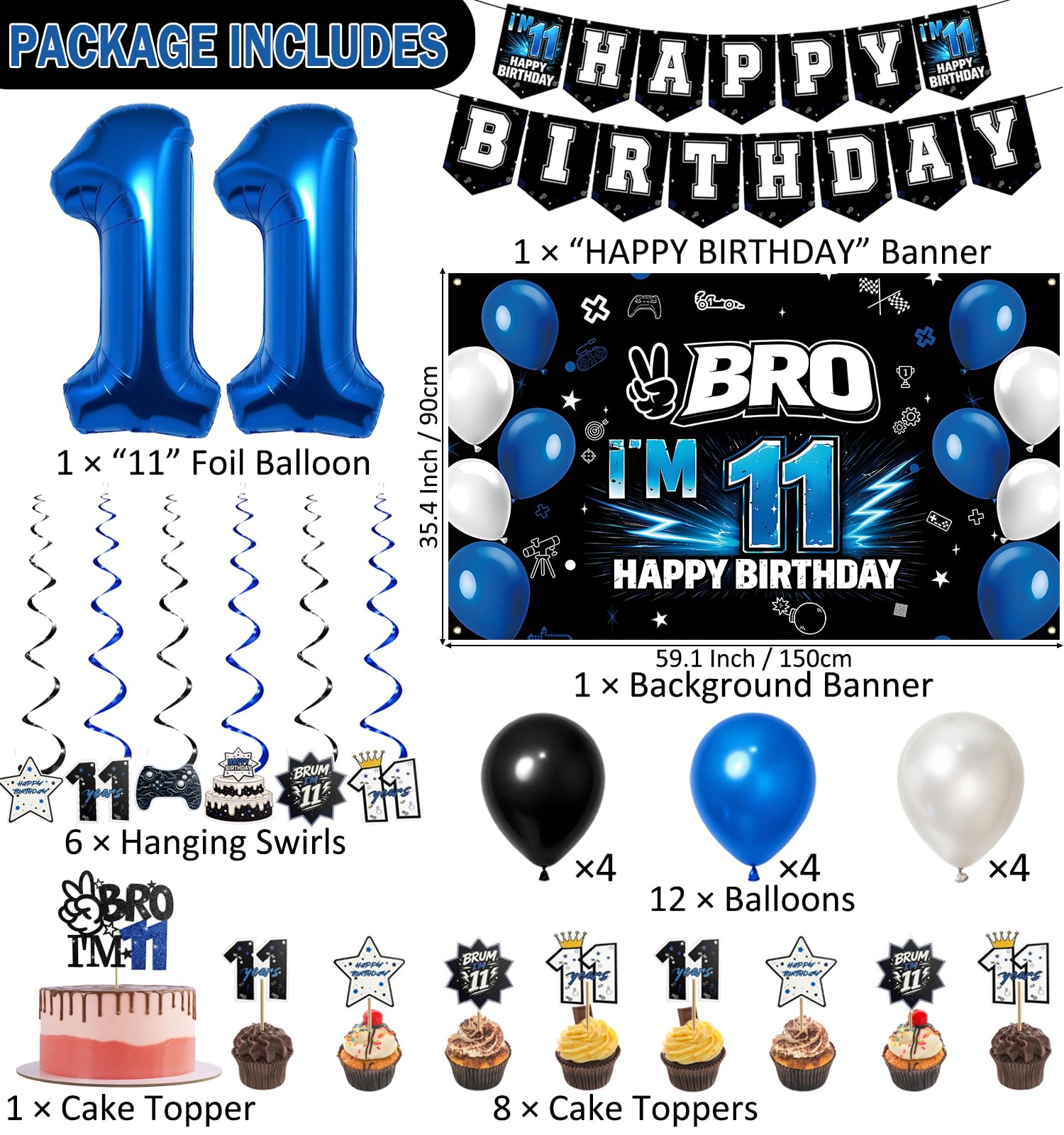 Happy birthday banner from Vnysh 11th birthday set