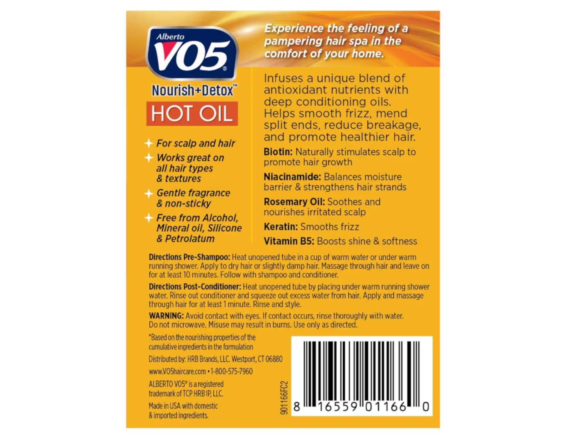 VO5 moisturizing treatment packaging with vitamin and protein formula