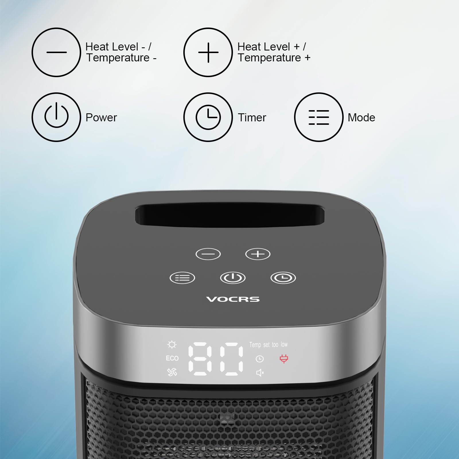 VOCRS ceramic space heater with 700W 1000W 1500W modes