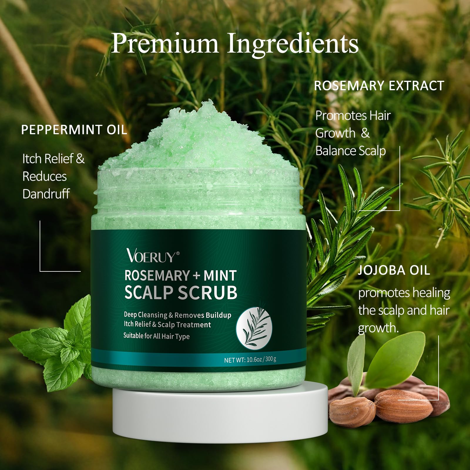 VOERUY 2-in-1 scalp treatment bottle with mint oil