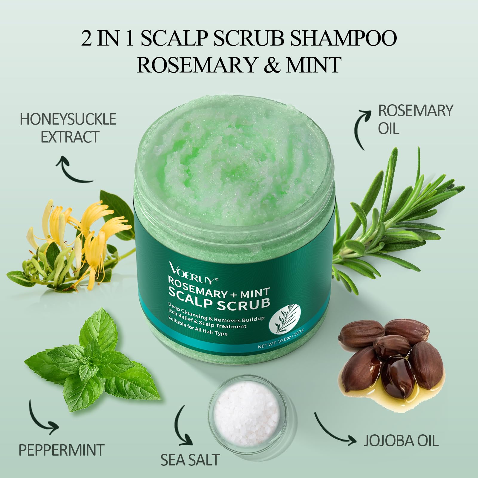 VOERUY Scalp Scrub with rosemary essential oil and peppermint oil