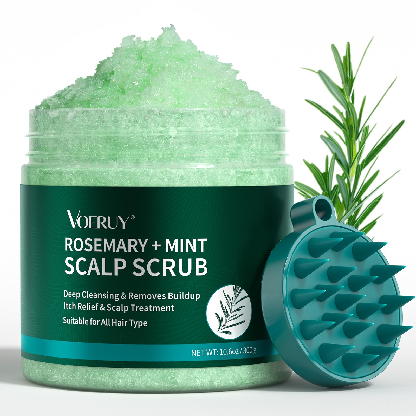 VOERUY Scalp Scrub bottle 10.6oz with rosemary exfoliator