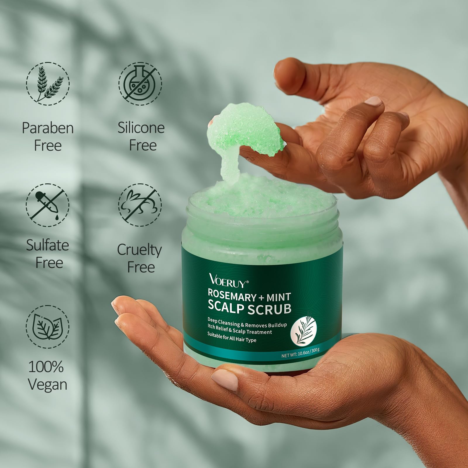 VOERUY Silicone scalp massager included with scrub