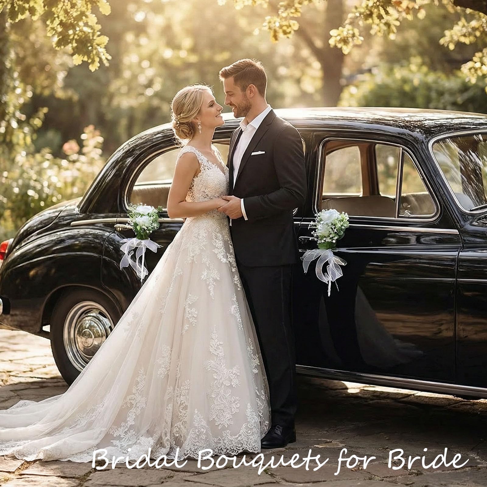 Artificial bouquets with Baby's Breath and eucalyptus accents