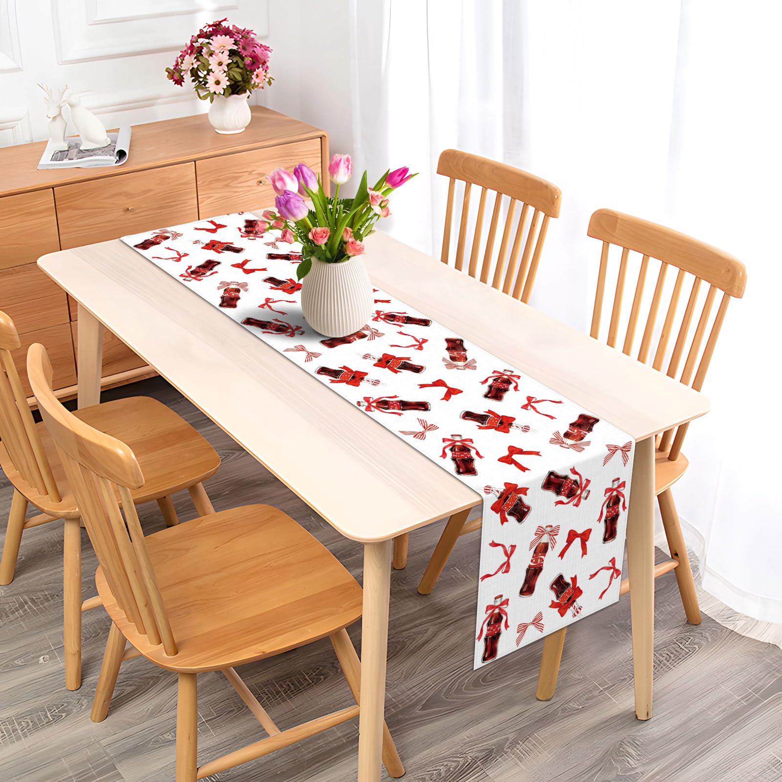 Care instructions for machine wash and air dry of table runner