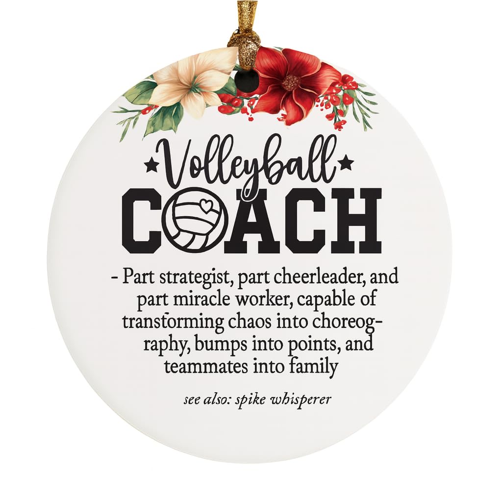 Volleyball Coaches Christmas Ornament white ceramic