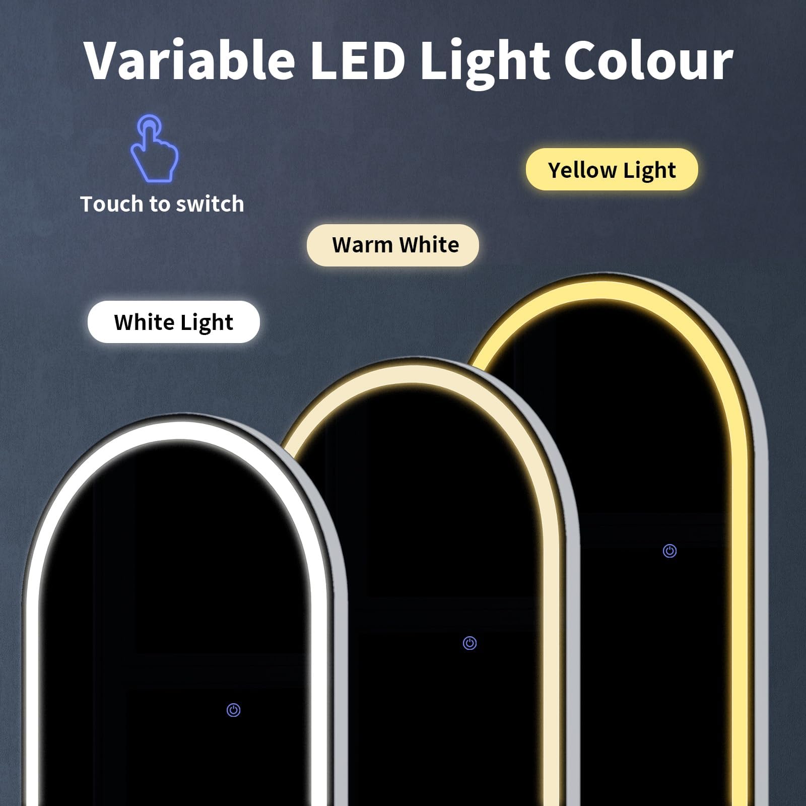 Wall lean or mounting option for VooBang LED arched mirror