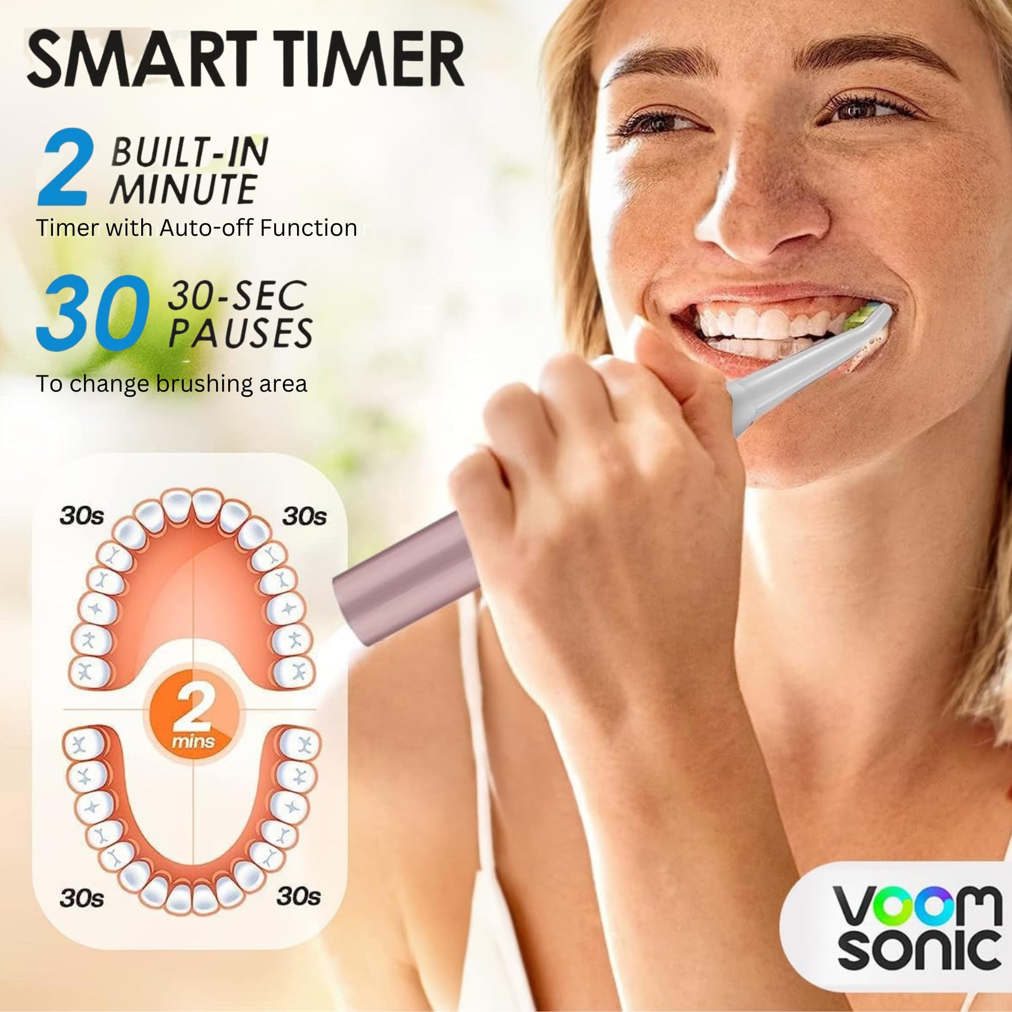Toothbrush labeled 22000 strokes per minute detail