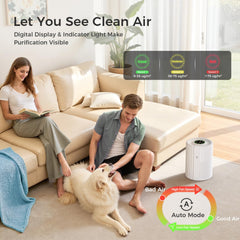 voopnu dh-jhd07 white air purifier 360-degree intake