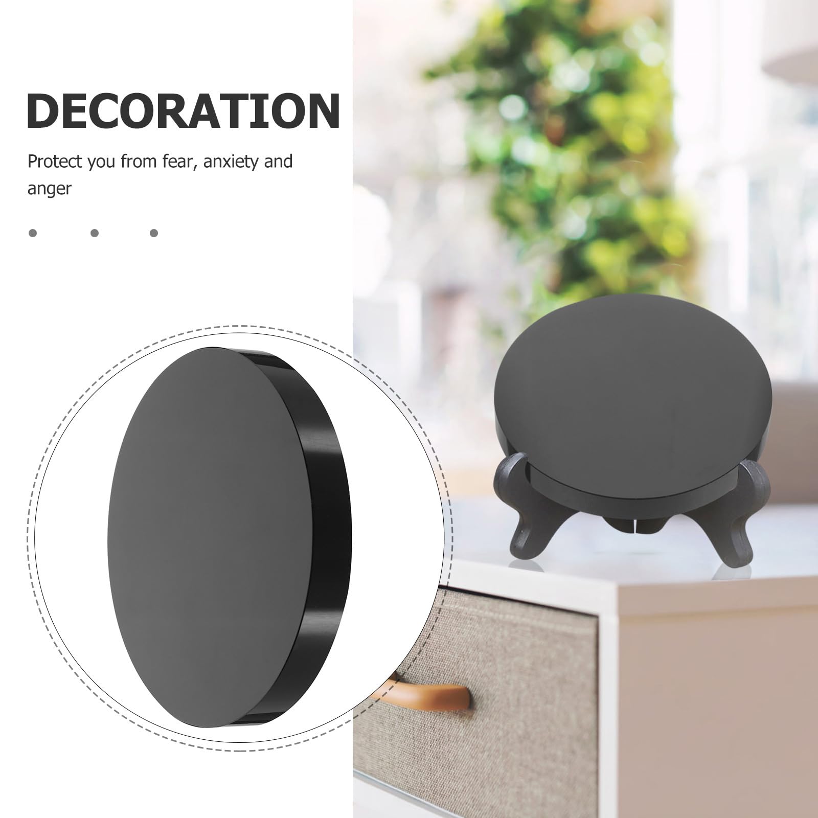 Compact 6cm obsidian mirror for Feng Shui decor