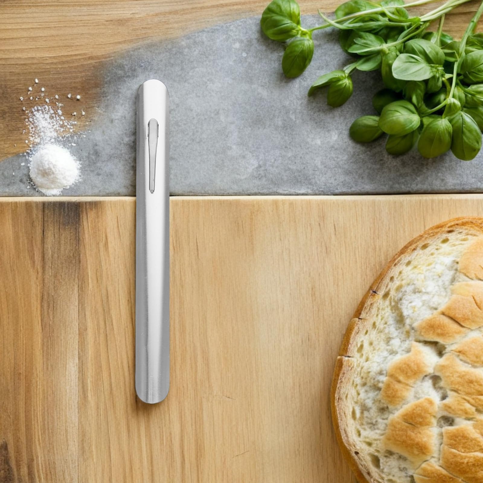 Compact stainless steel crumber for kitchen drawers