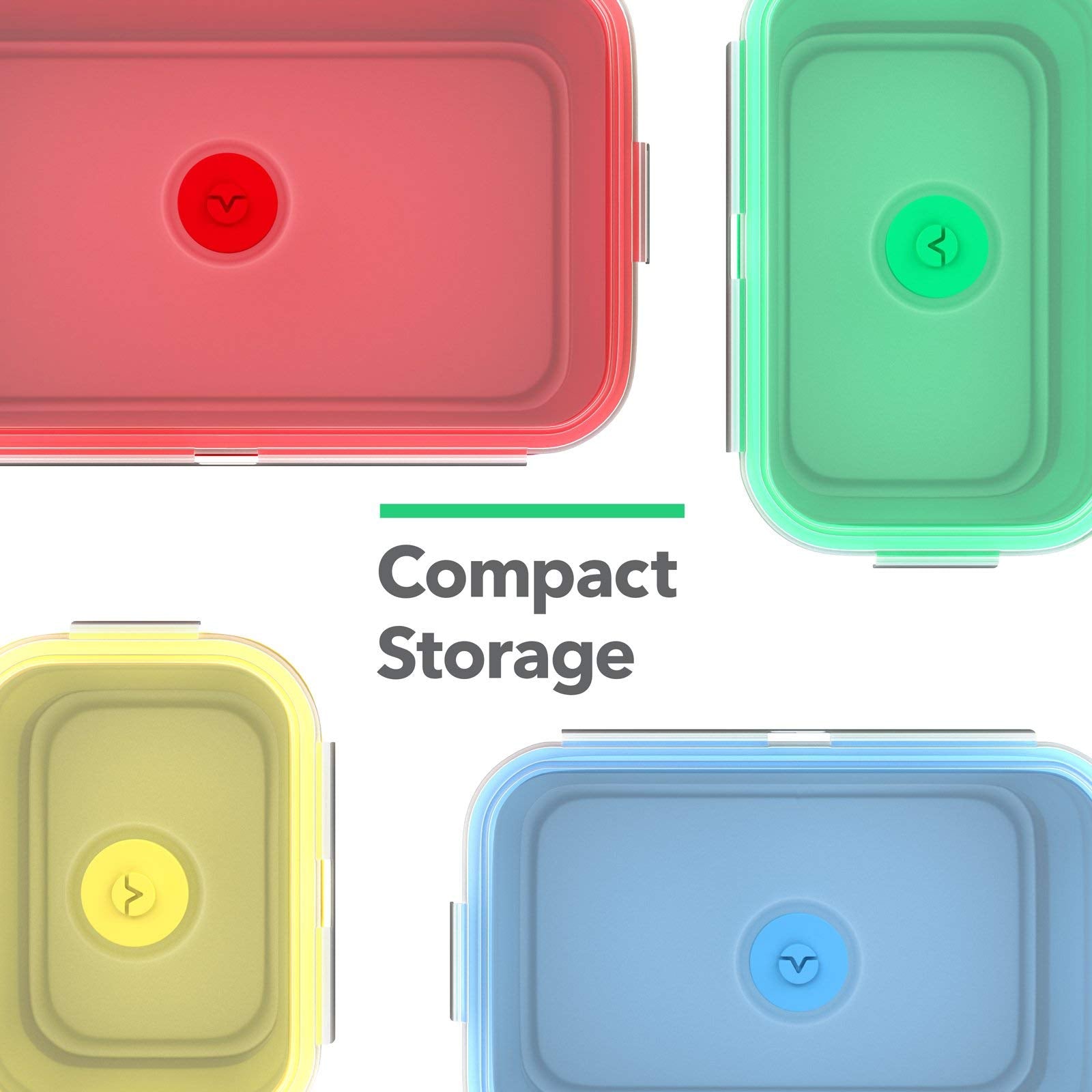Colorful lunch box set in red blue green yellow