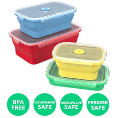 Microwave safe silicone storage containers for leftovers