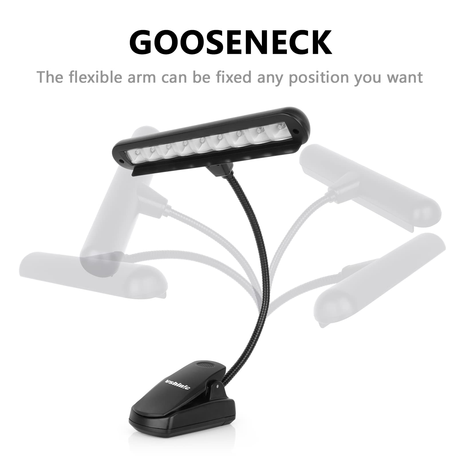 9 LED clip on piano light close up