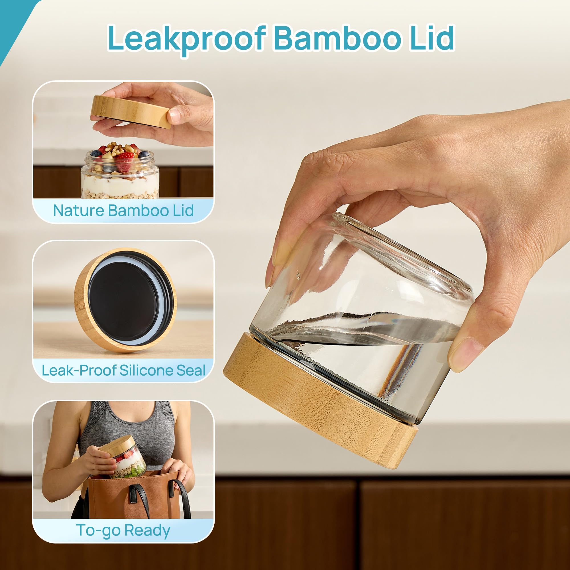 Vtopmart bamboo lid glass jar for meal prep and storage