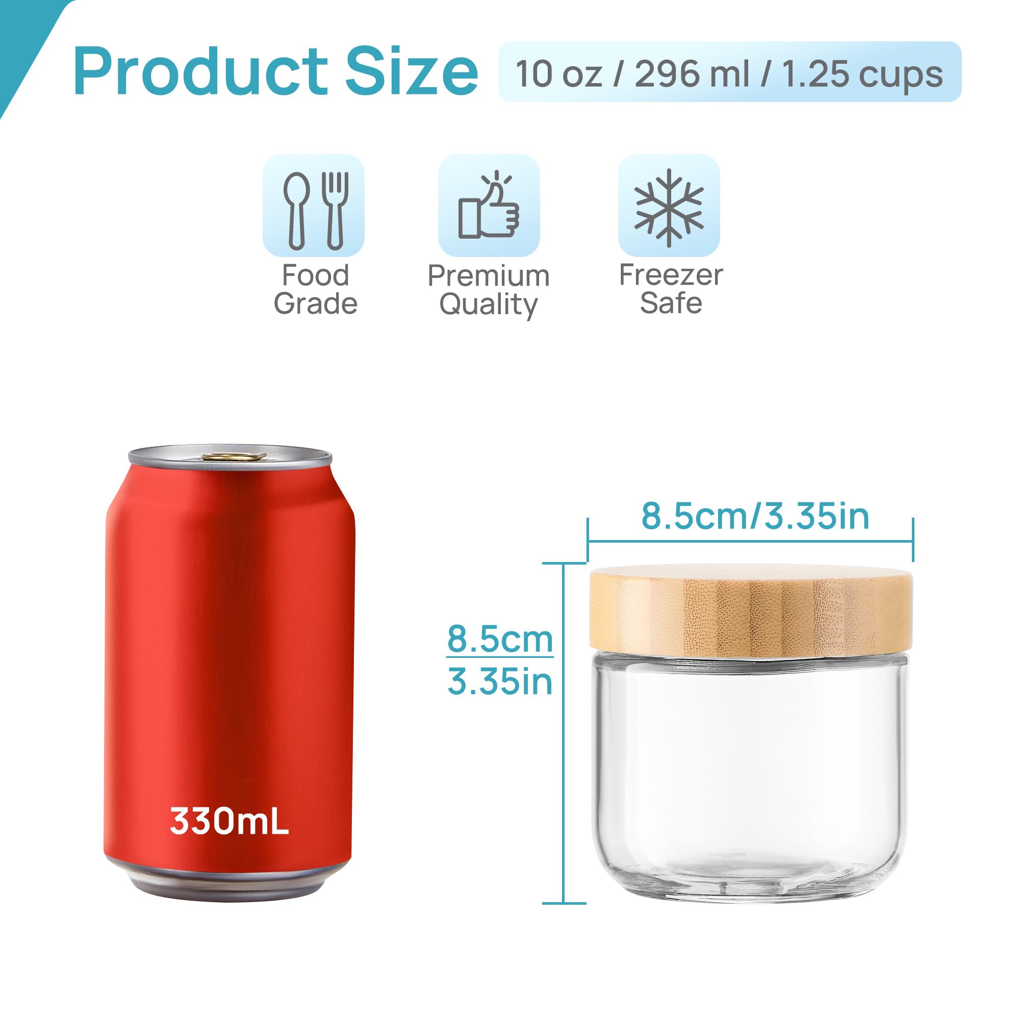 Leakproof 10oz glass container with bamboo lid by Vtopmart