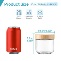 Leakproof 10oz glass container with bamboo lid by Vtopmart