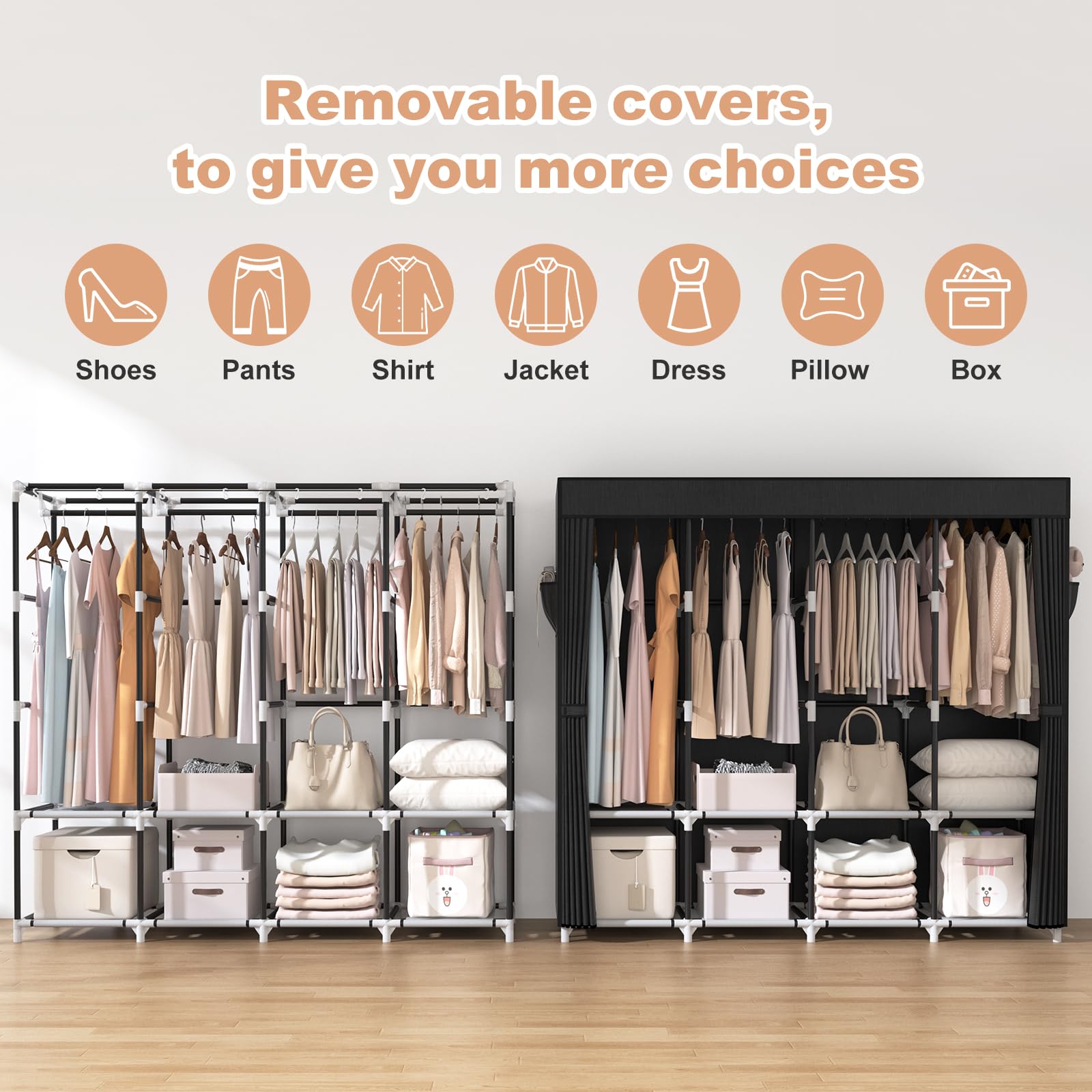 Hanging rail supports up to 33 lb and shelves up to 15 lb