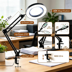 Three color light modes and adjustable brightness on VUEJIC magnifier