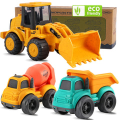 vusum 3-pack toddler trucks Dump Truck Cement Mixer Excavator for ages 2-4