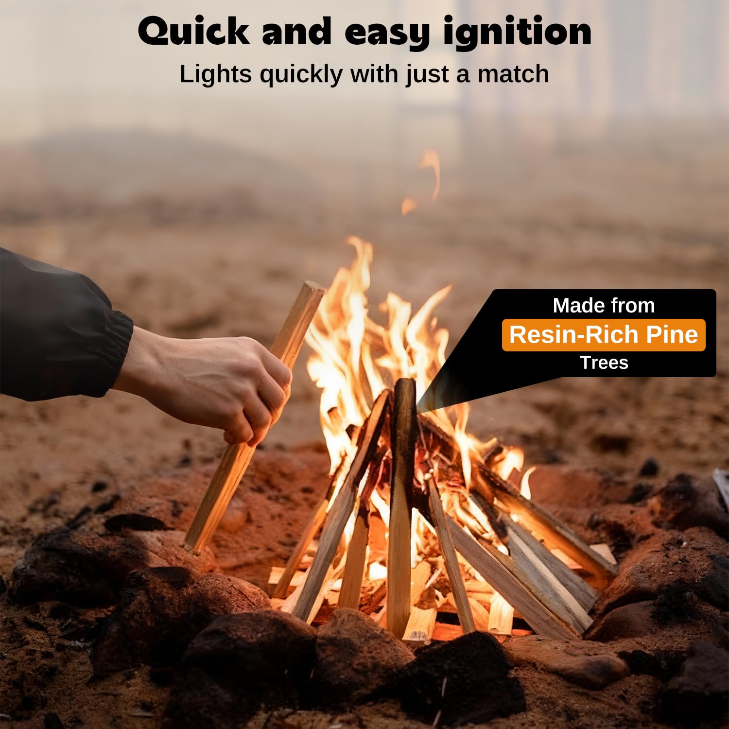 8-inch pre-cut fatwood sticks for ignition