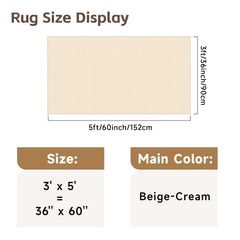 Beige 3x5 entryway rug with non-slip backing