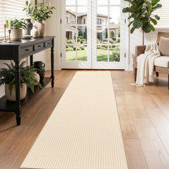 Waffle 2x8ft Runner Rug for Hallway Beige image 1