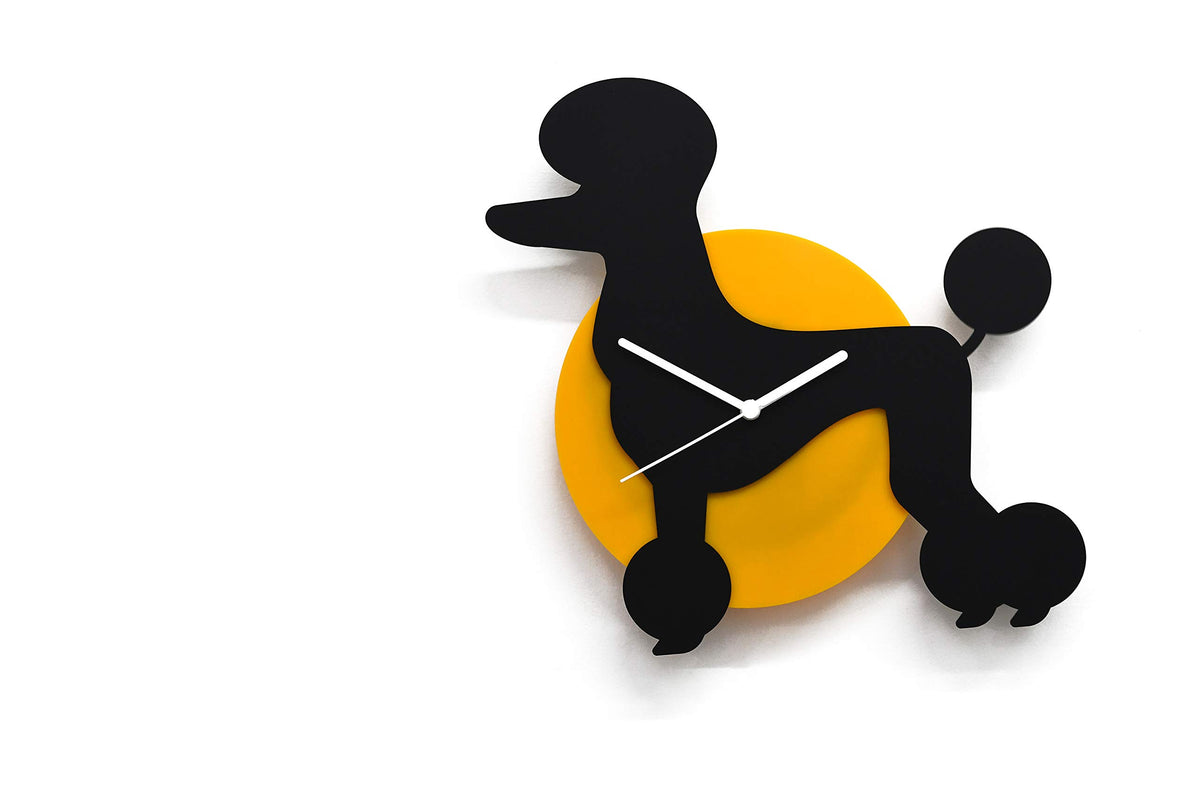 Wagging Tail Poodle Dog Wall Clock silhouette on wall