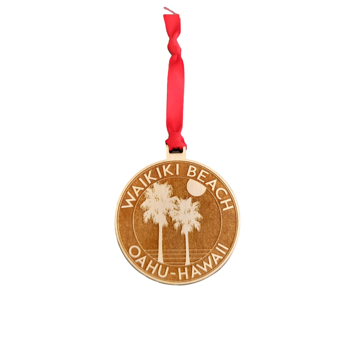 Waikiki Beach Ornament 3 inch wood ornament made in USA Baltic Birch