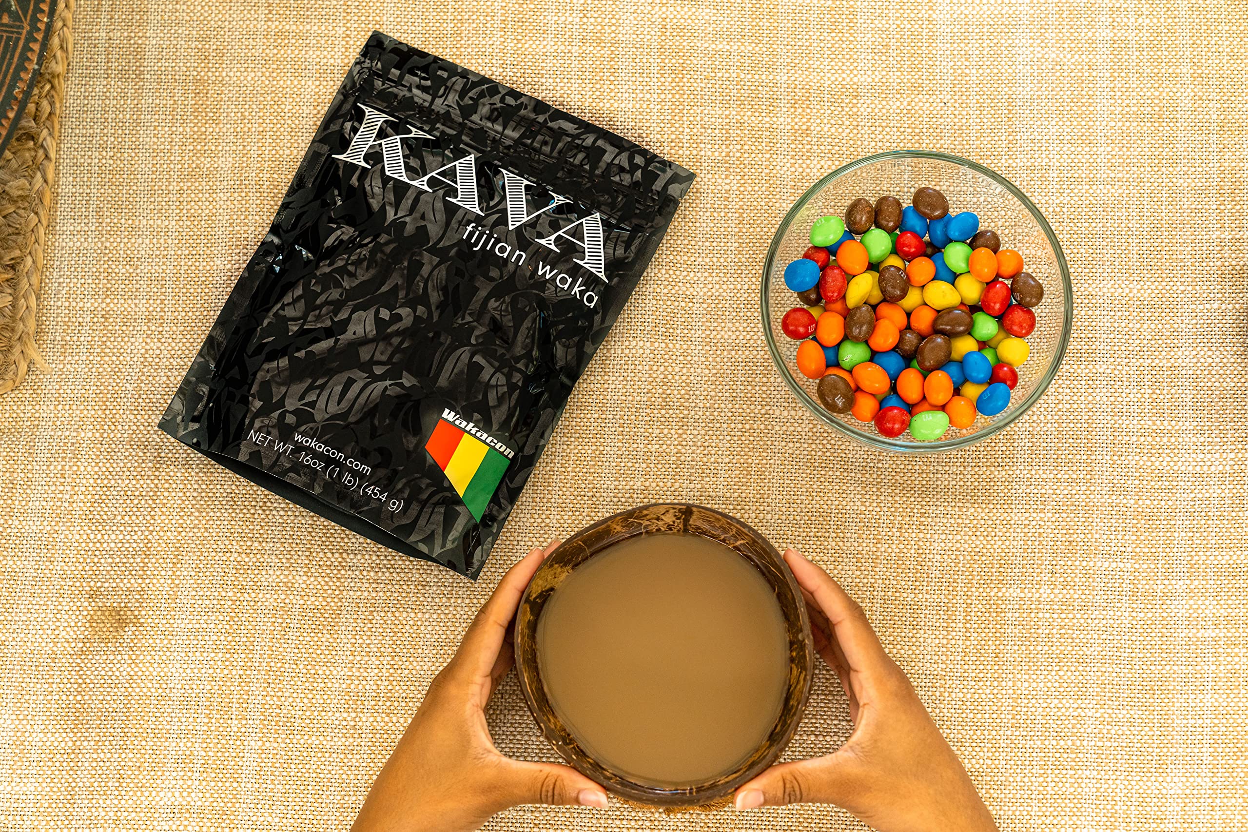 Traditional grind aids convenient straining Wakacon kava