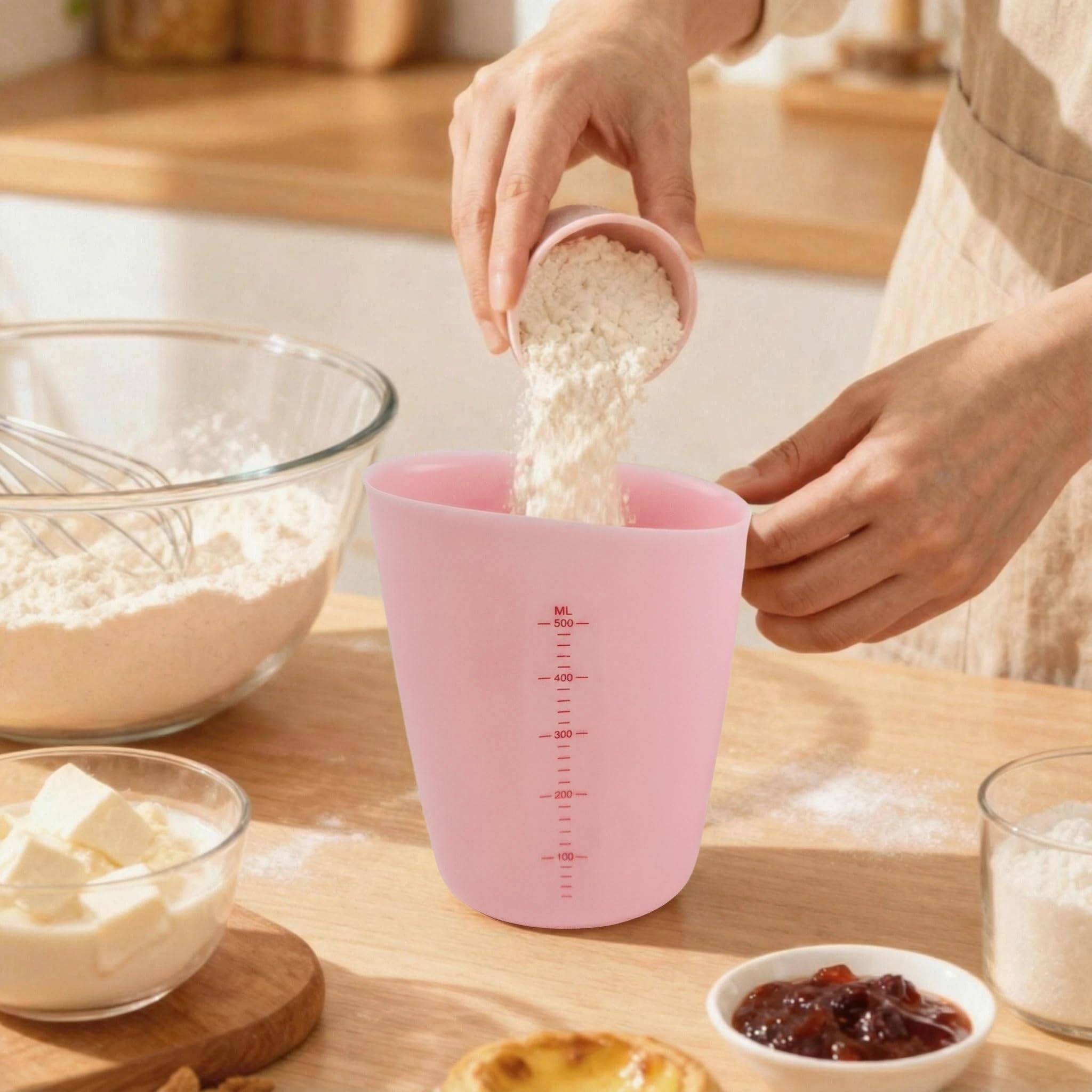 WAKALALA 500ml pink silicone measuring cup from the 3-pack