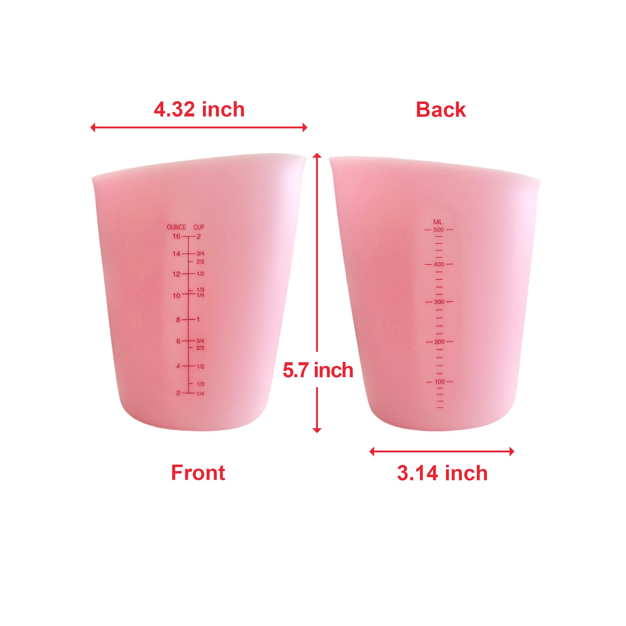 WAKALALA pink silicone measuring cups stacked for storage