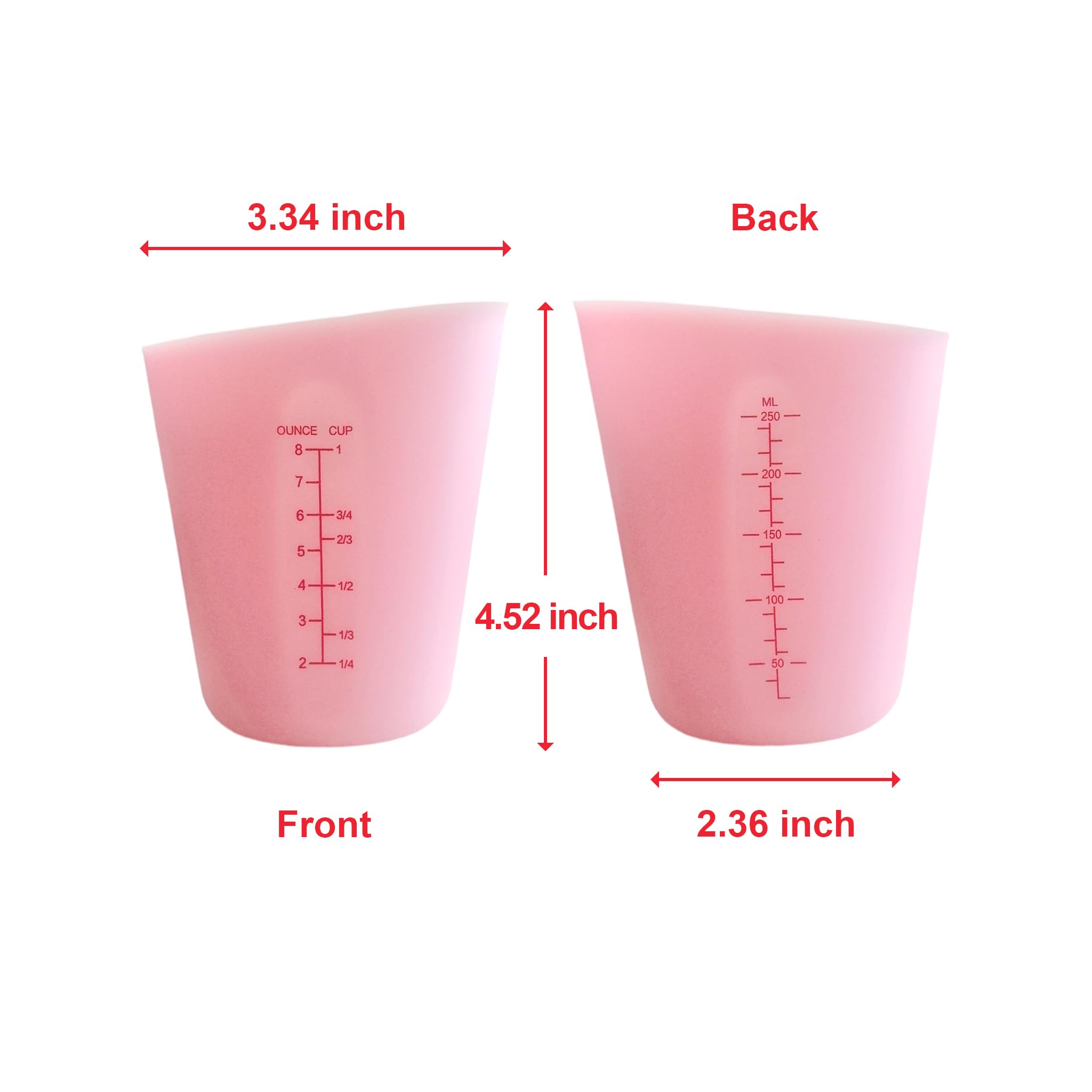 WAKALALA silicone measuring cups with dual scale ml oz