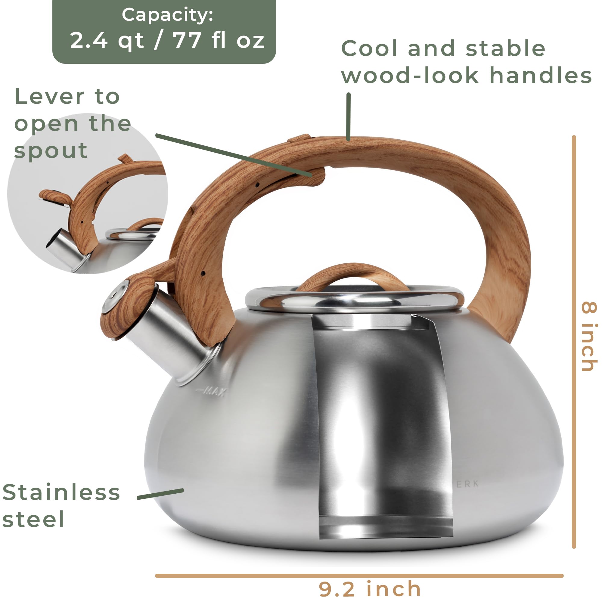WALDWERK 2.4 quart teapot for electric stove