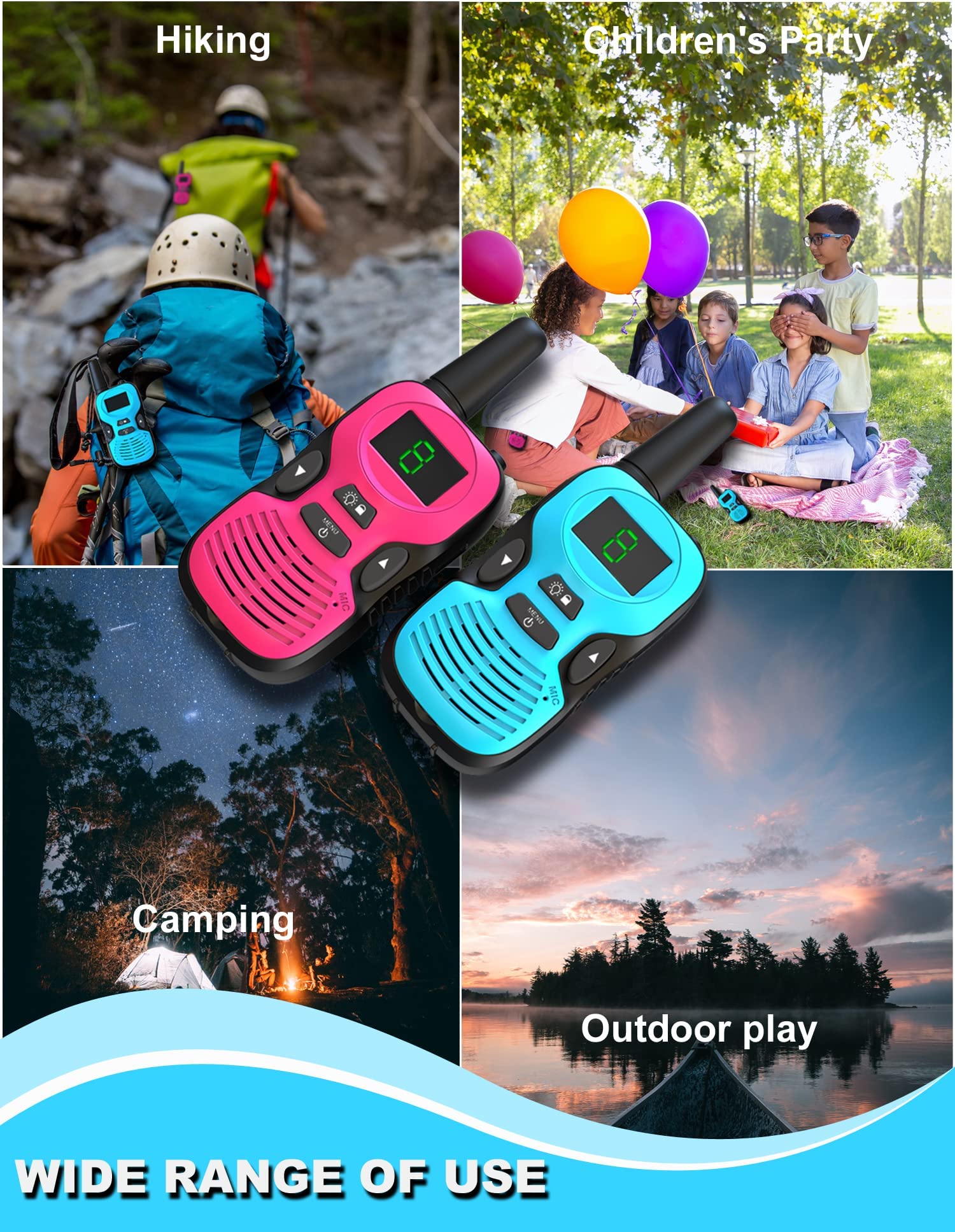 Colorful walkie talkies for kids outdoor camping activities