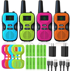 Walkie Talkies for Kids rechargeable 4 pack with colorful shells