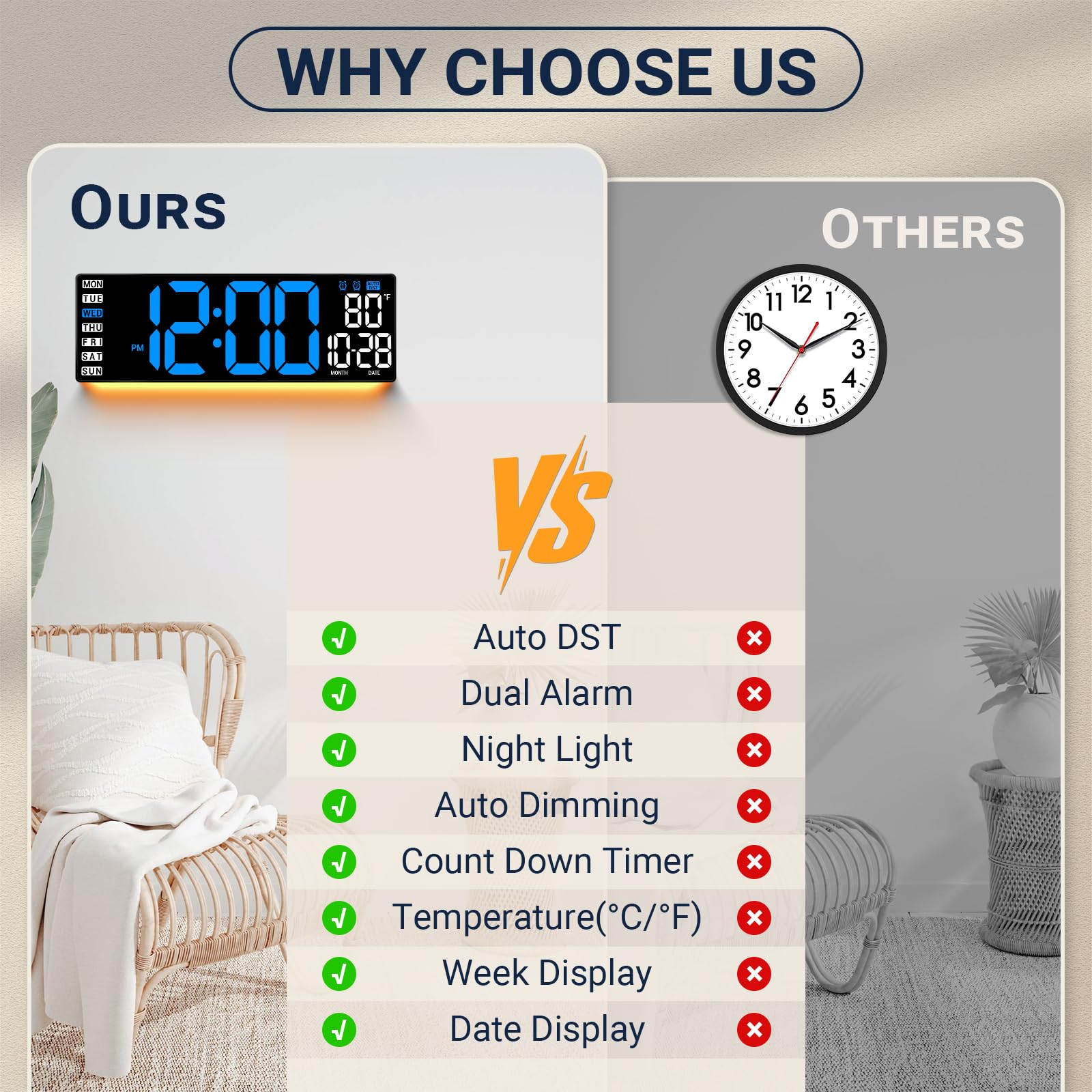 wall clock packaging layout and accessories