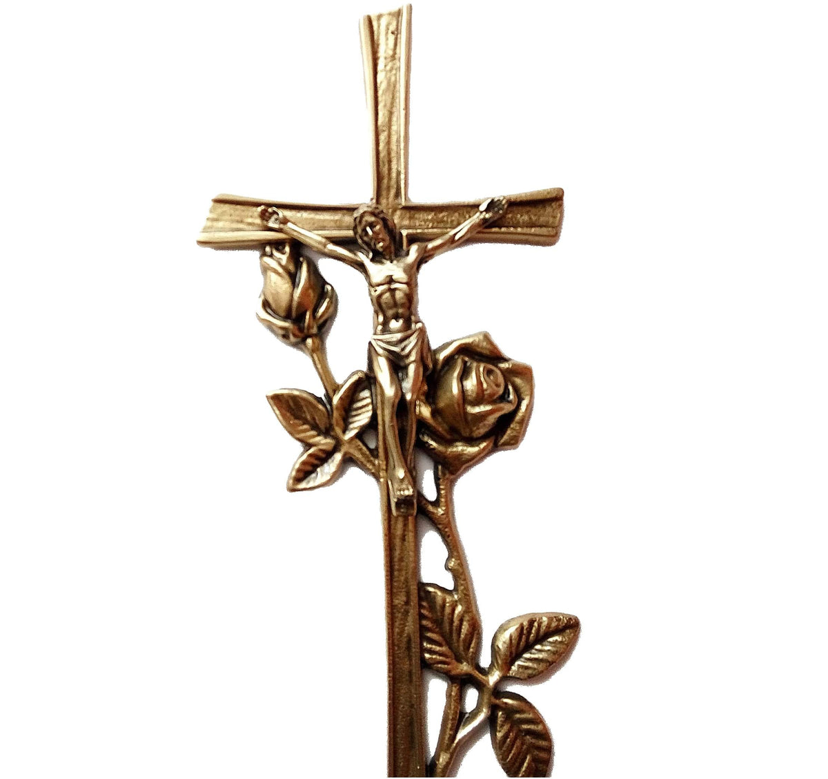 wall cross 15 inch brass jesus crucifix
