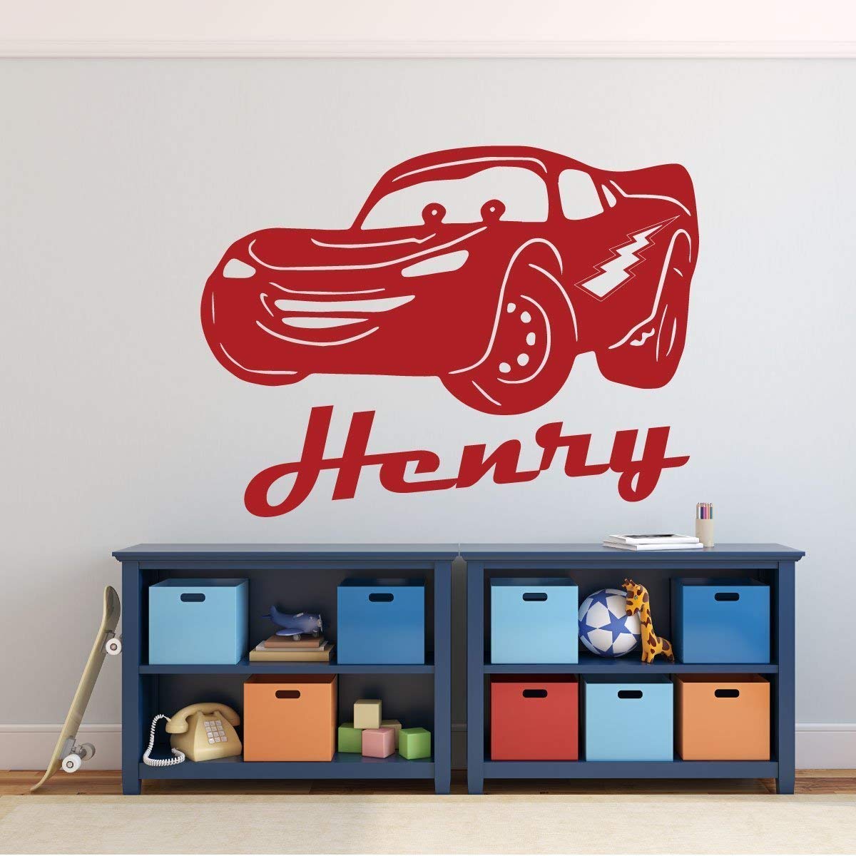 Boy room wall decal featuring lightning mcqueen