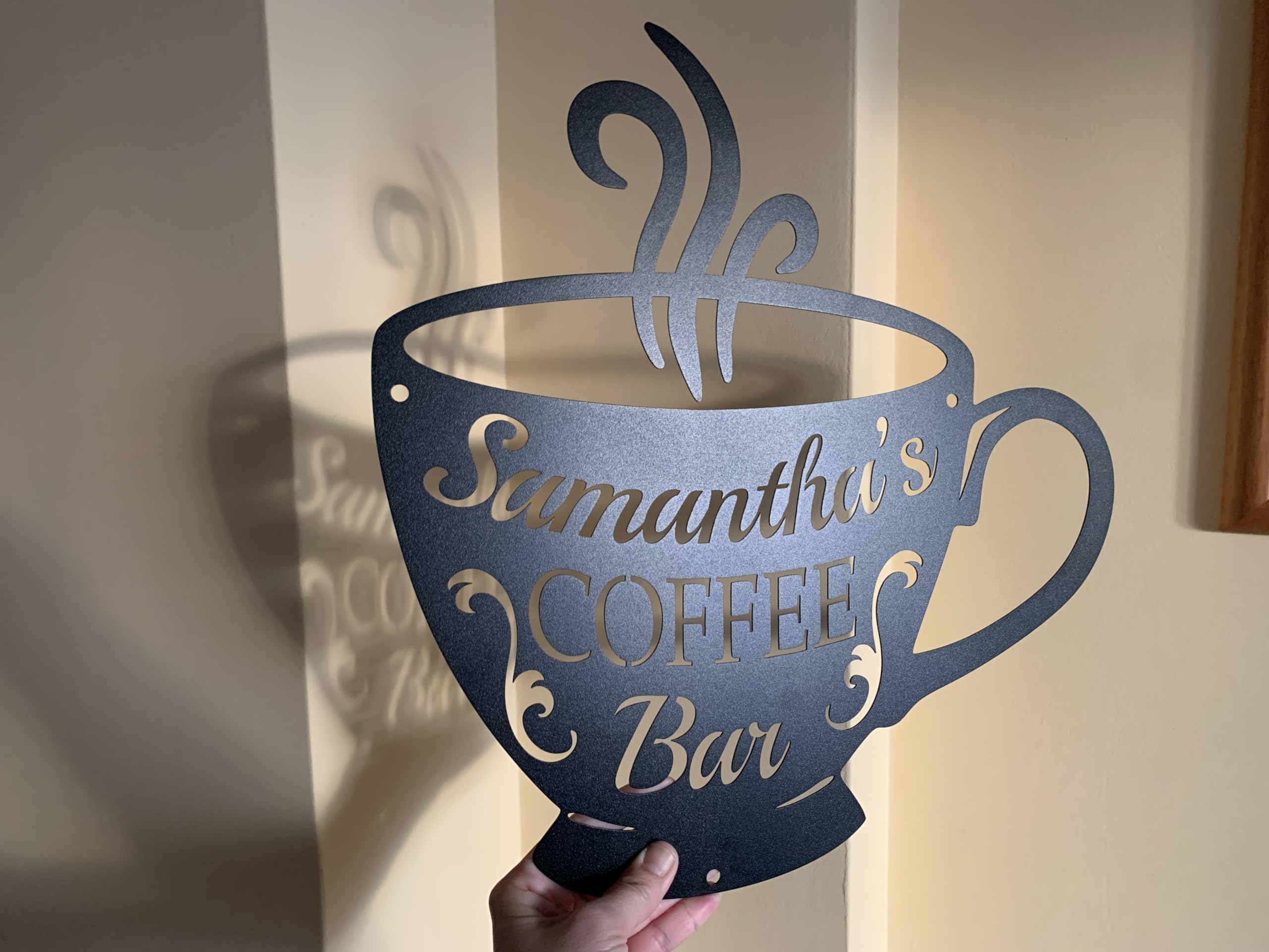 Coffee bar sign hanging wall decor with mounting holes