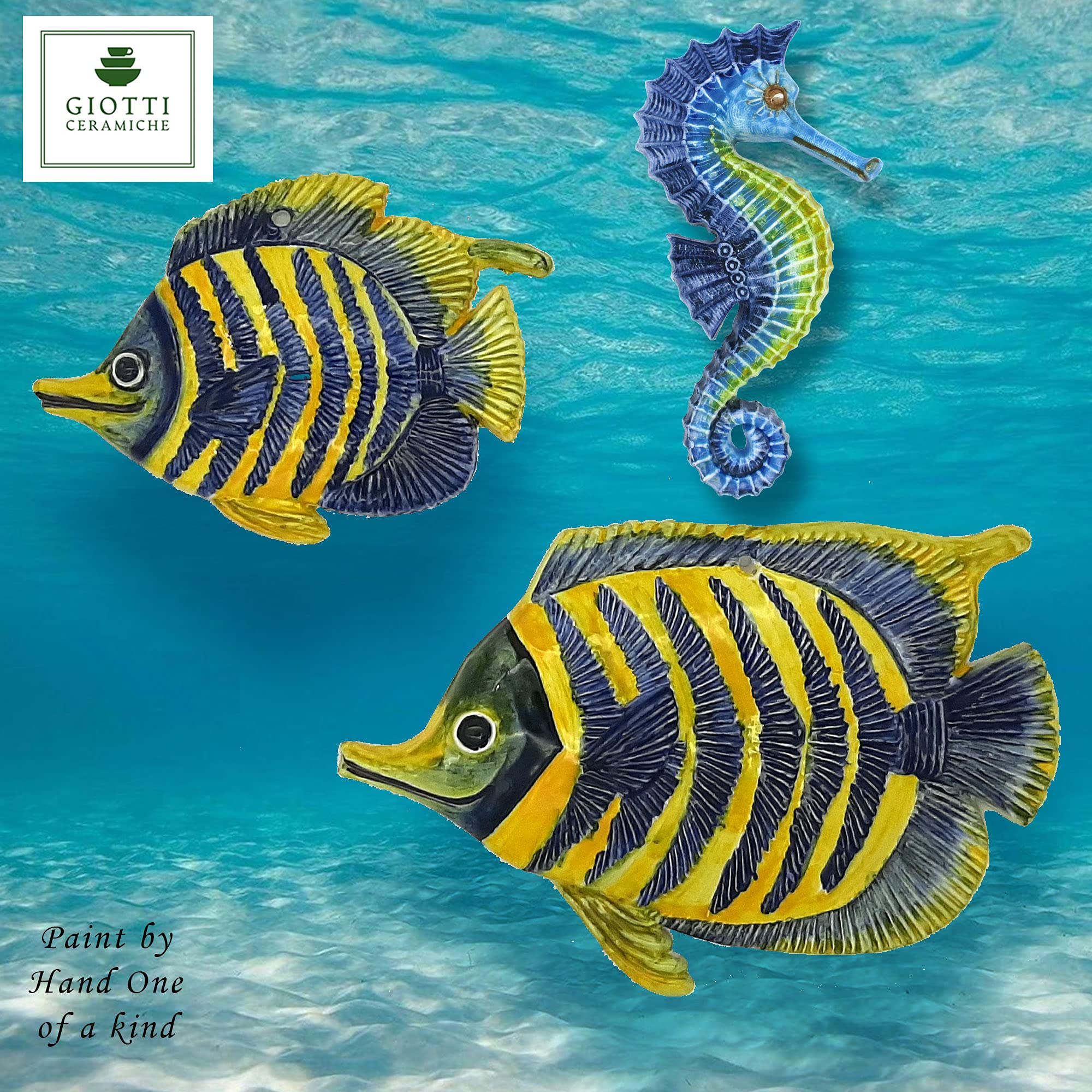 Gift ready Italian kitchen decor seahorse wall art