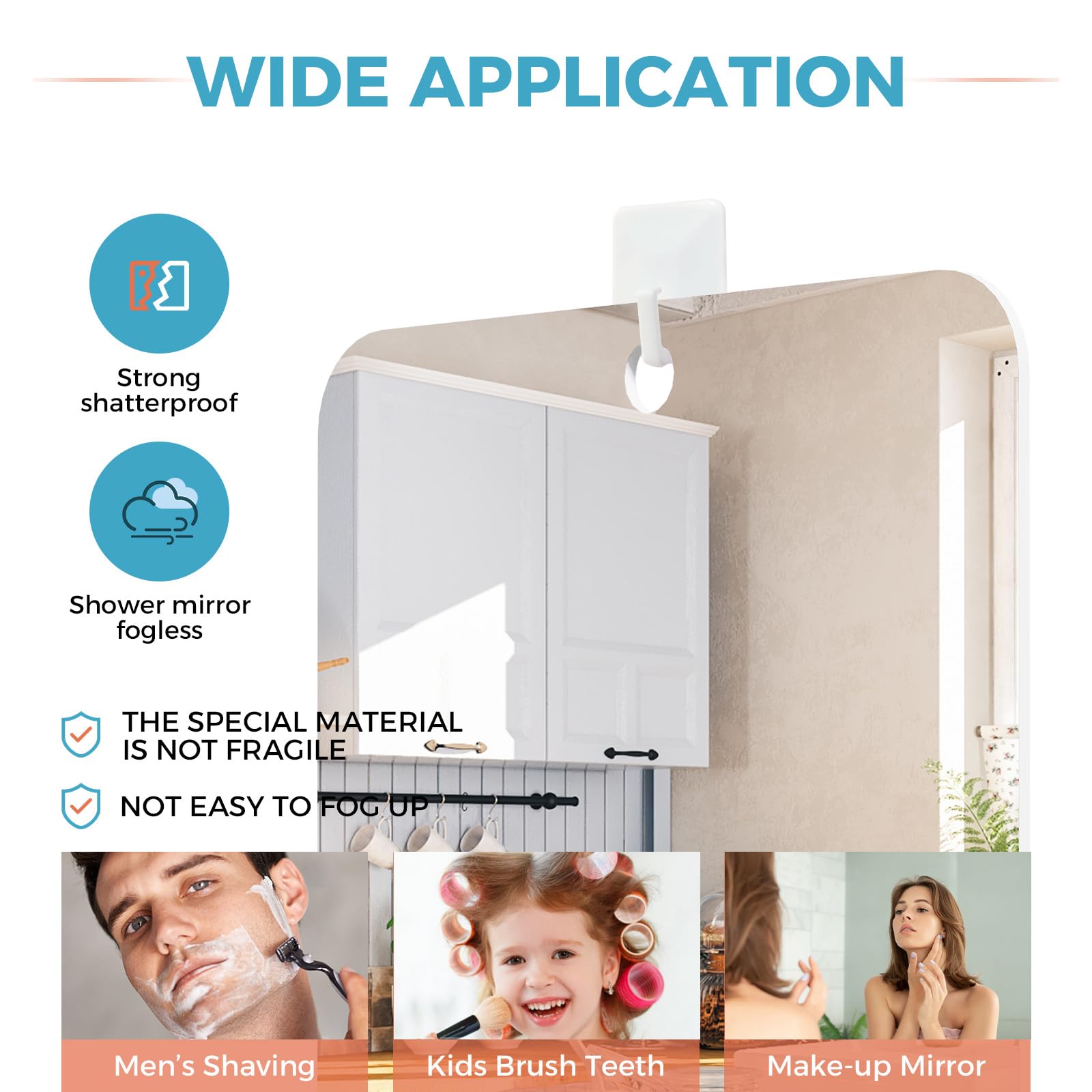 Shatter-resistant bathroom mirror from LeaOcaao