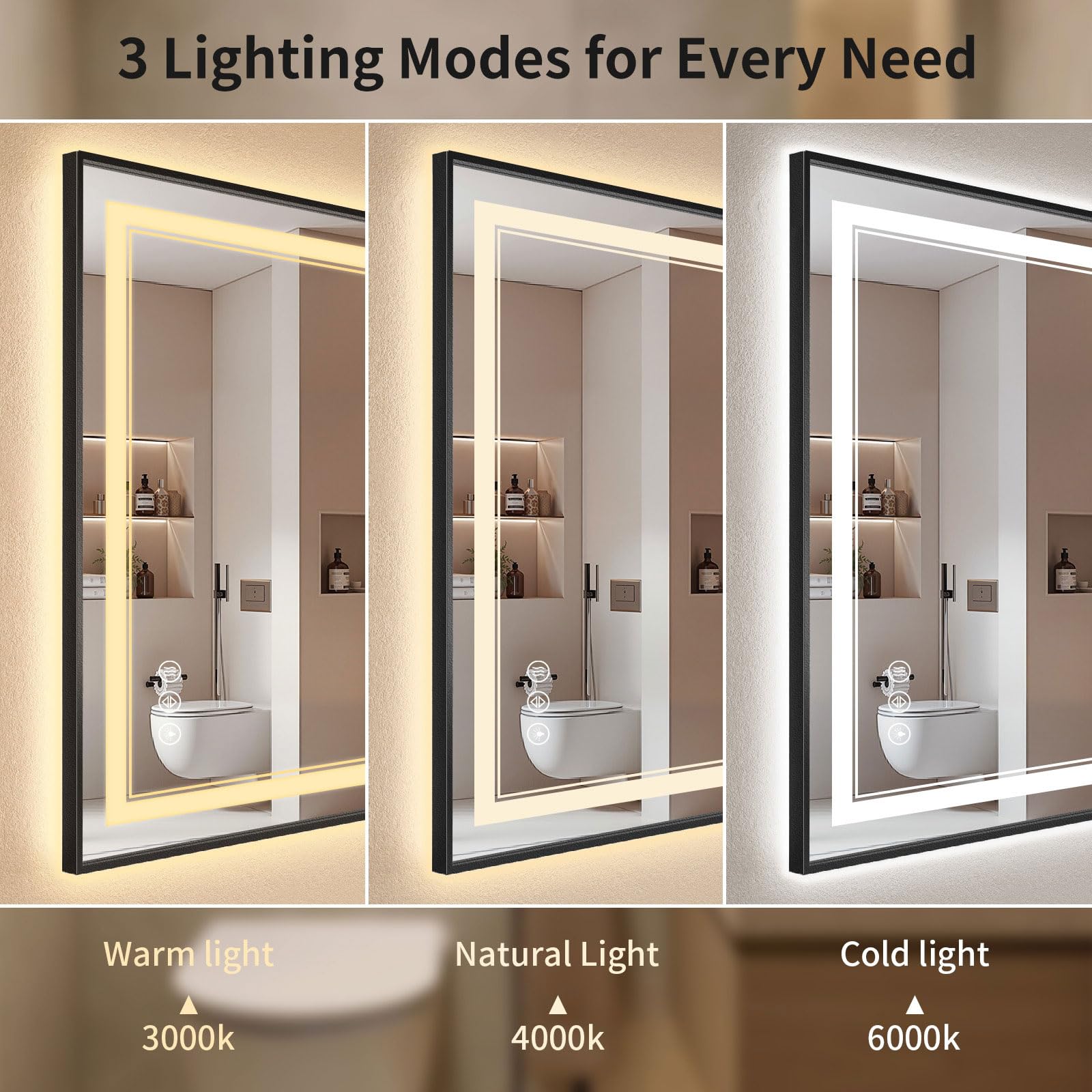 Wall mounted LED bathroom mirror